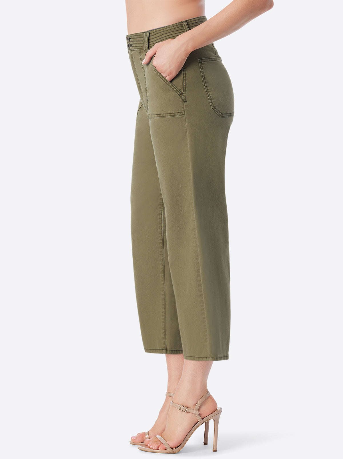 Wide Leg Chino in Bronze Green