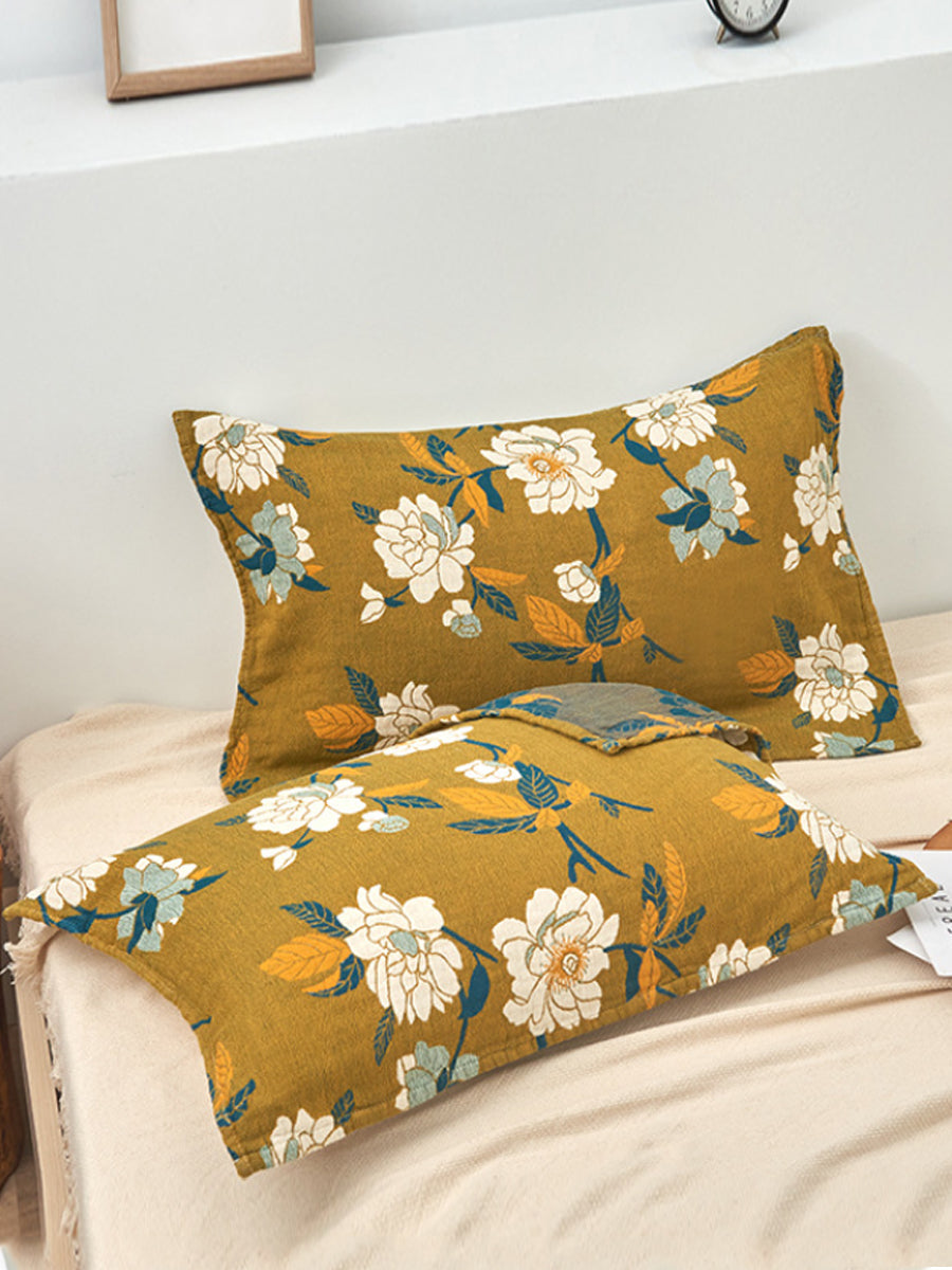 2 Pieces Artsy Floral 100%Cotton Pillow Towel