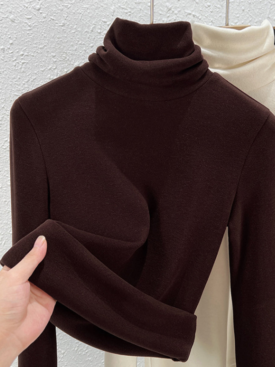 Women Autumn Pure Color Warm Turtleneck Sweater