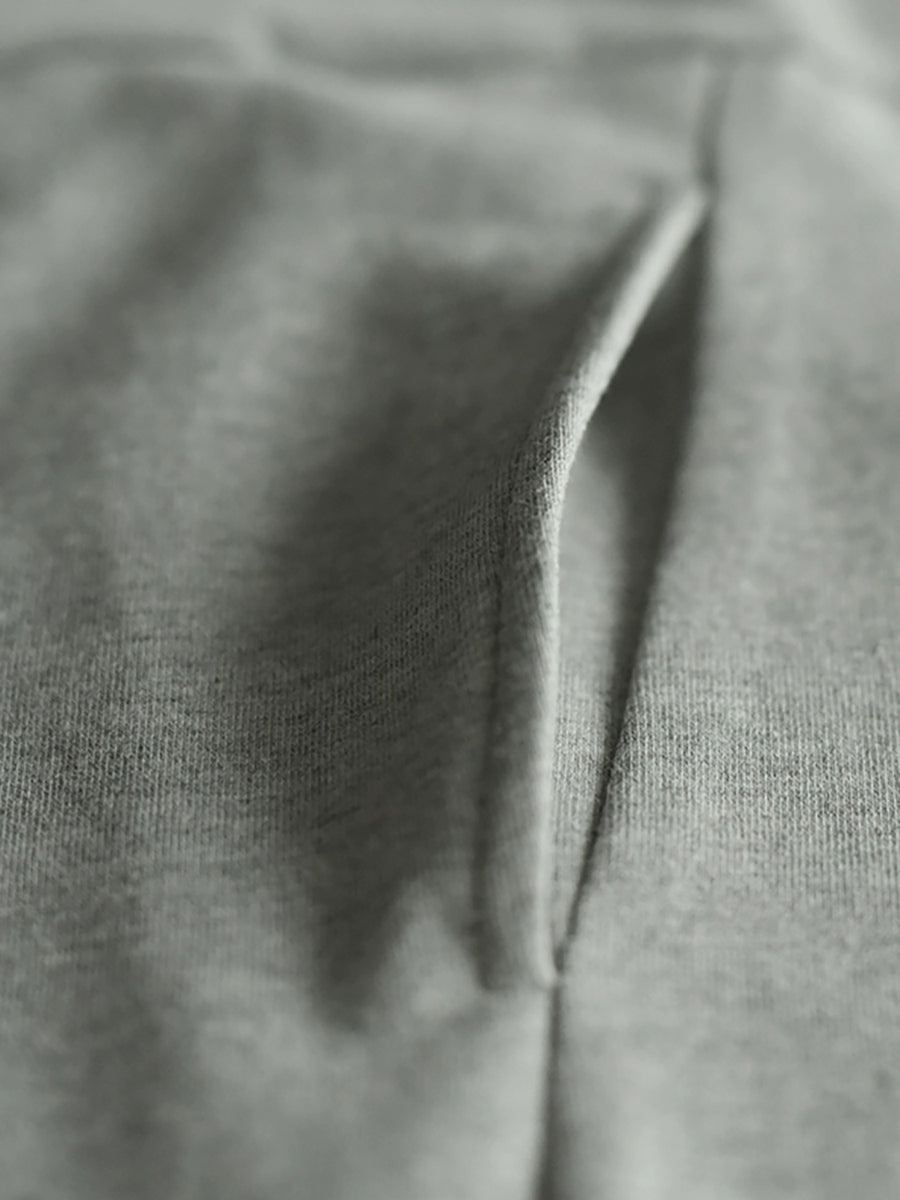 Plus Size Women Autumn Casual Pure Color O-Neck Cotton Dress