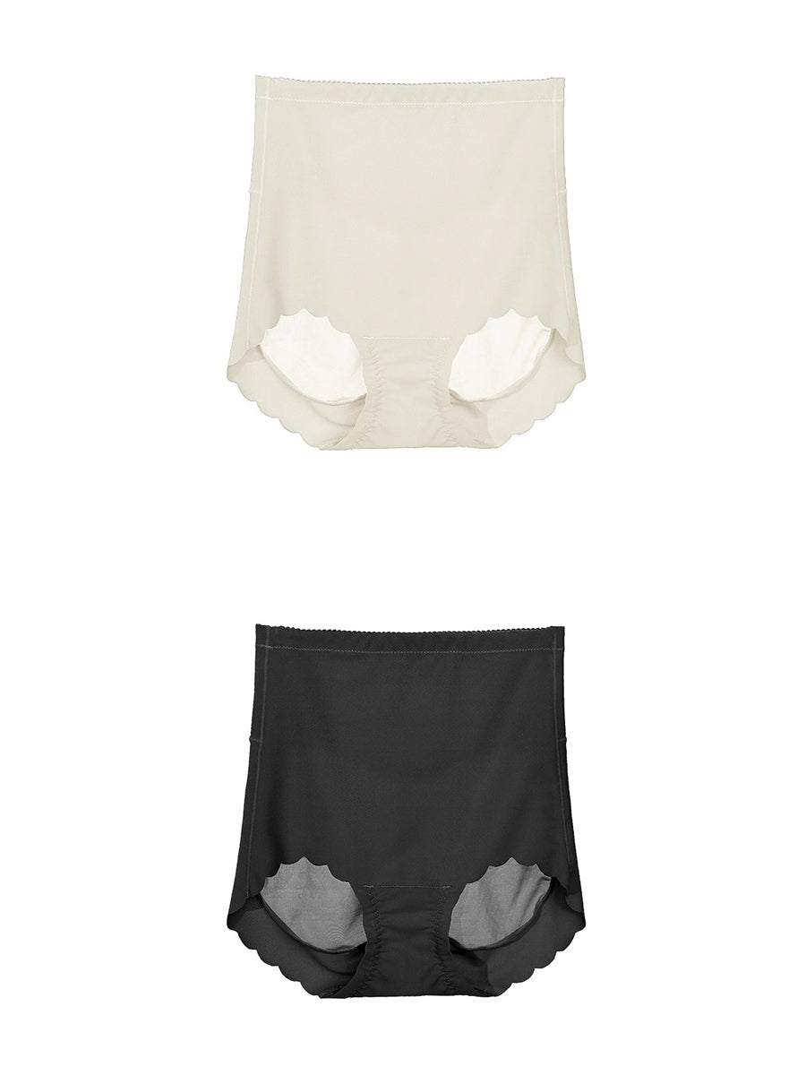 2 Pairs Women Casual Pure Color High Waist Underwear