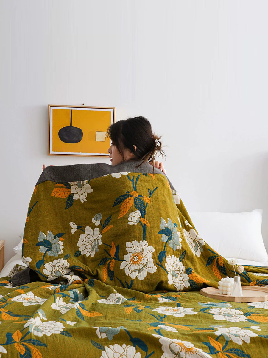 100%Cotton Flower Jacquard Bedcover Blanket Quilt