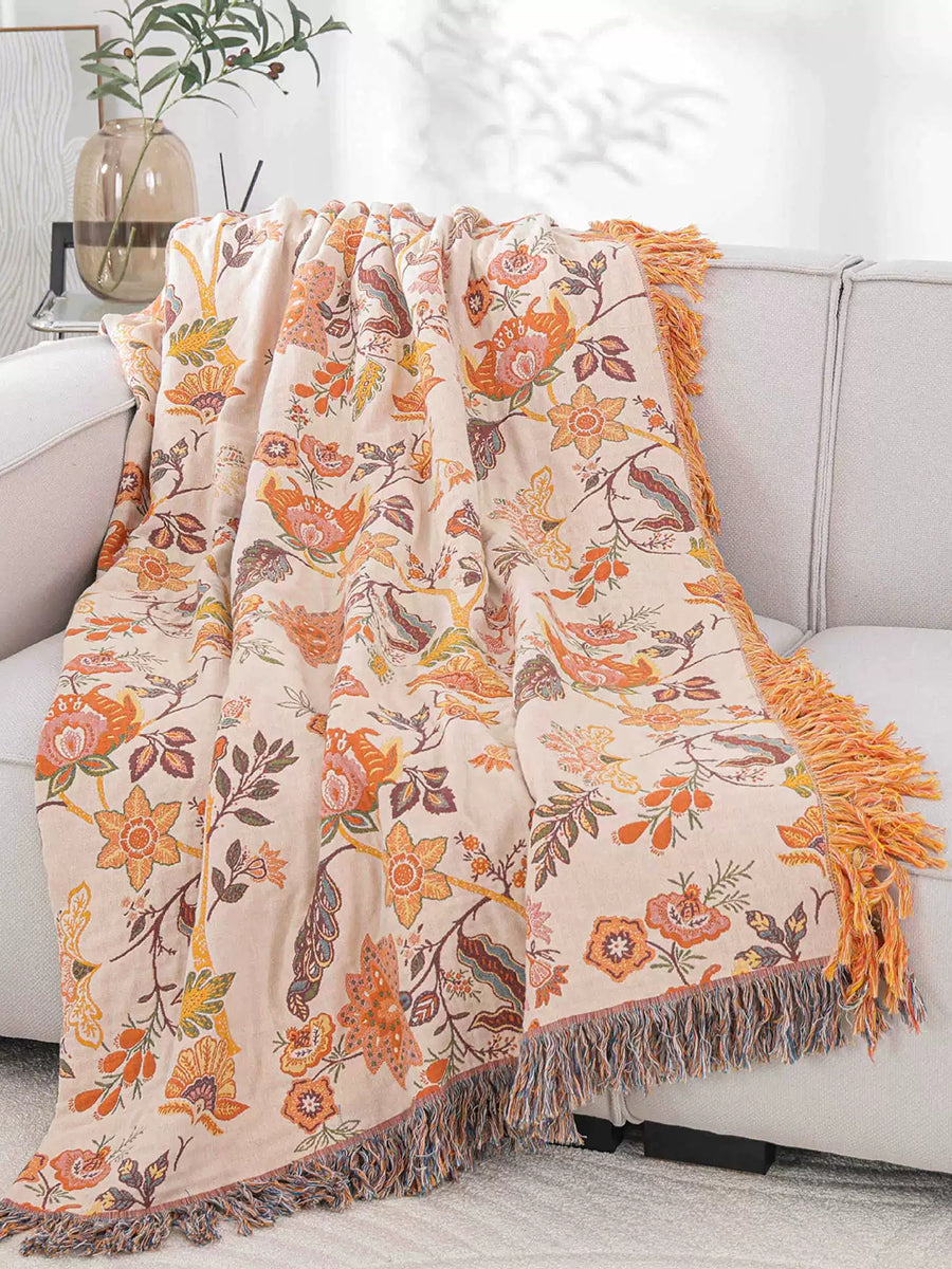 100%Cotton Flower Tassel Bedcover Sofa Blanket