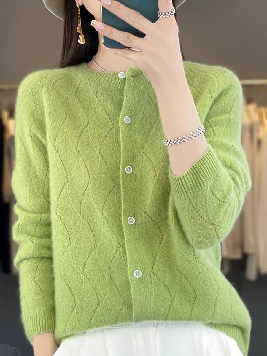 Women Autumn Casual O-Neck Cardigan Sweater