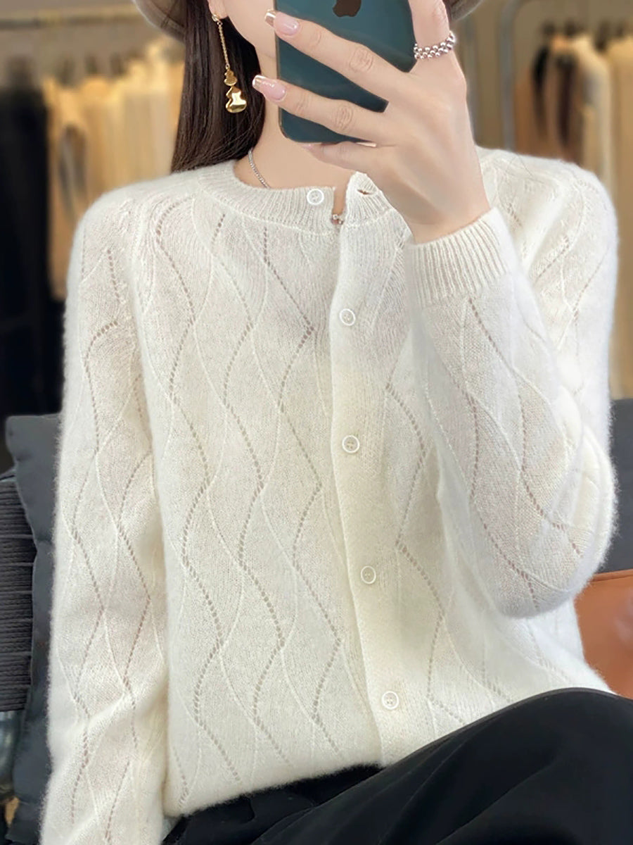 Women Autumn Casual O-Neck Cardigan Sweater