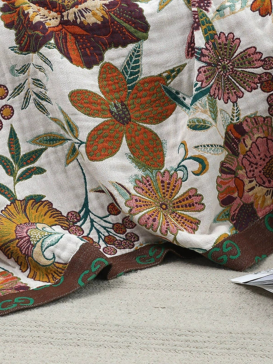 100%Cotton Flower Adult Bedcover Sofa Blanket