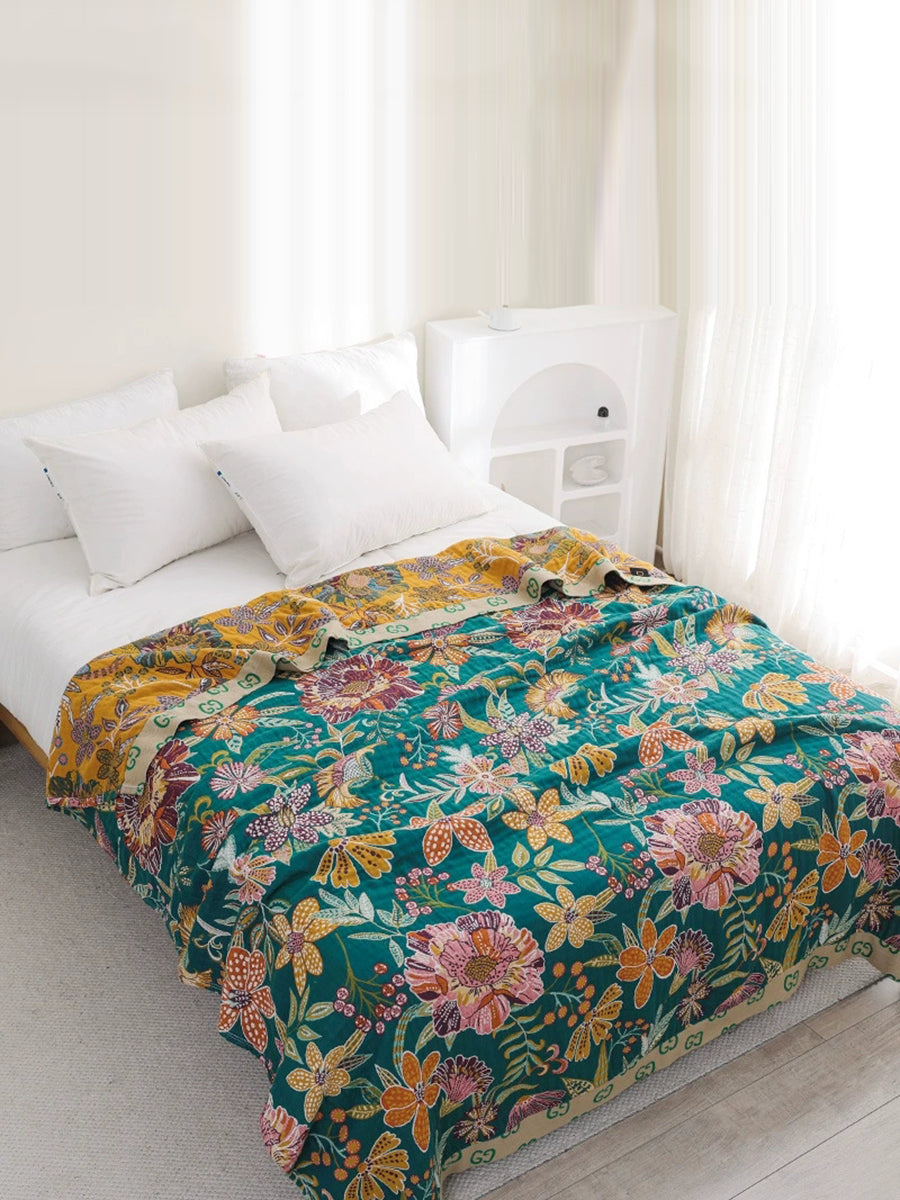 100%Cotton Flower Adult Bedcover Sofa Blanket