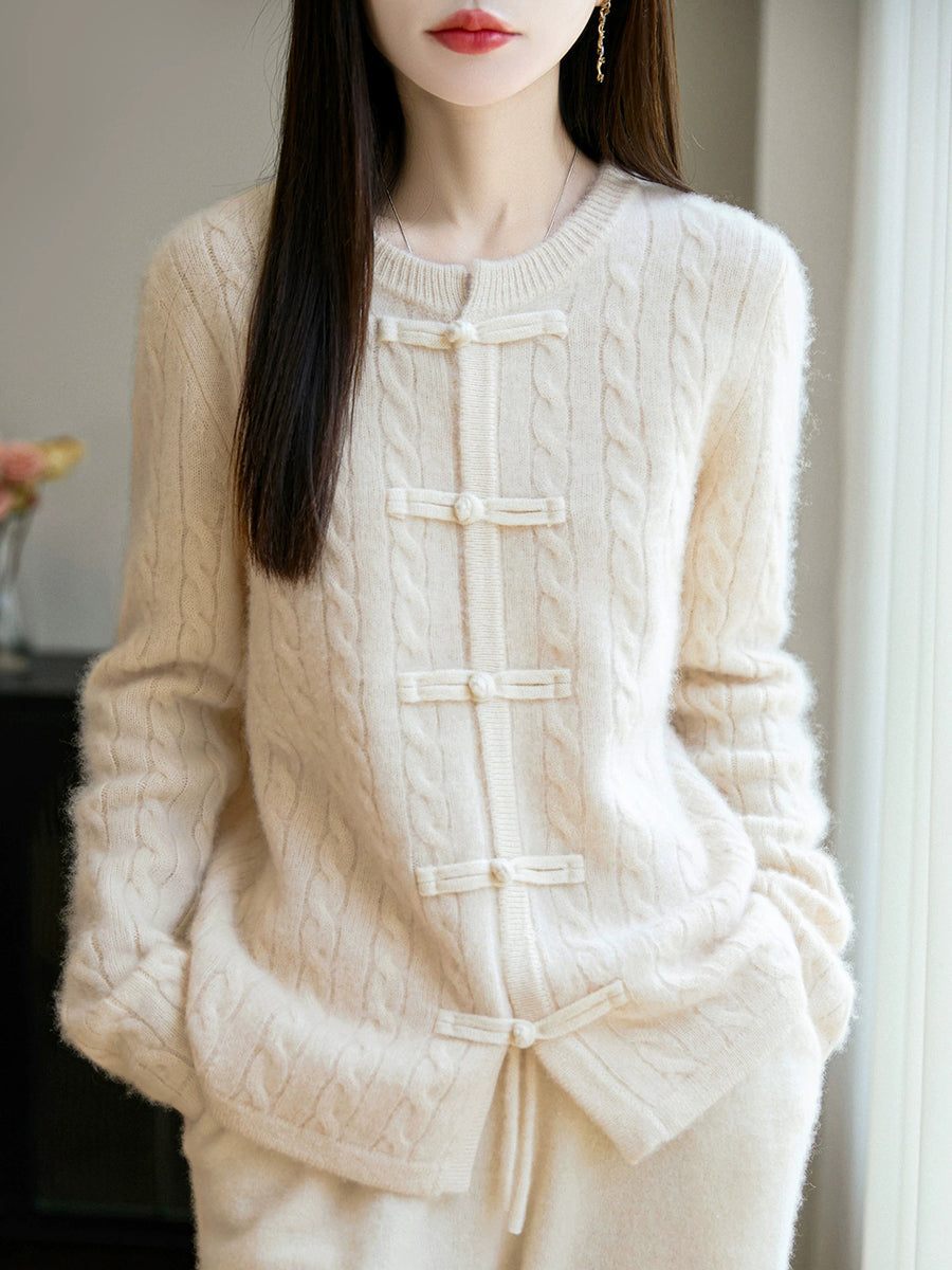 Women Autumn Ethnic Warm Wool O-Neck Sweater