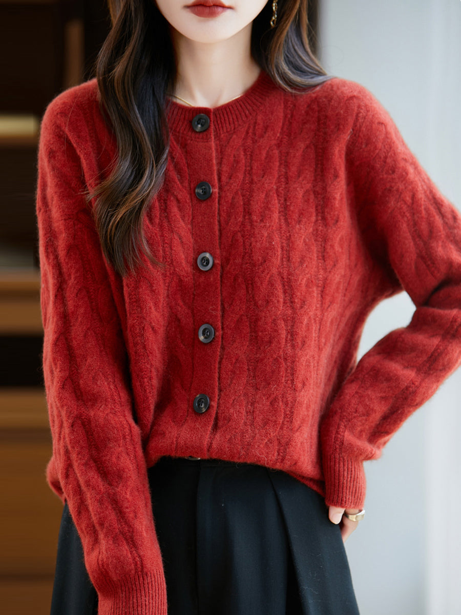 Women Autumn Casual Warm Wool O-Neck Sweater