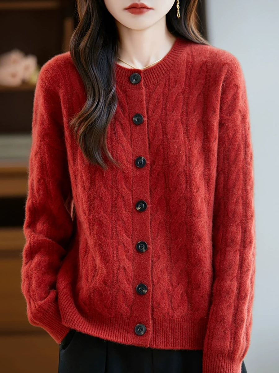 Women Autumn Casual Warm Wool O-Neck Sweater