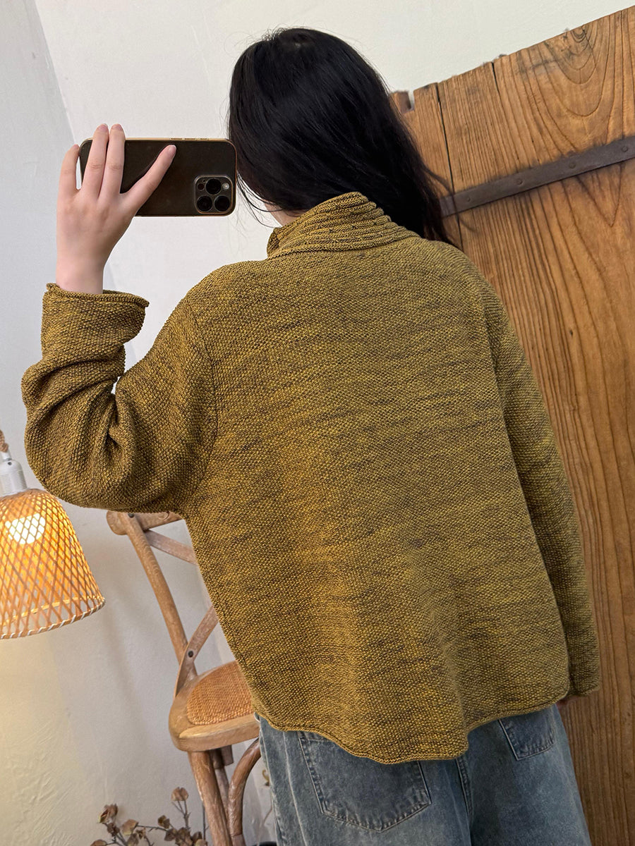 Women Autumn Casual Pure Color Turtleneck Sweater