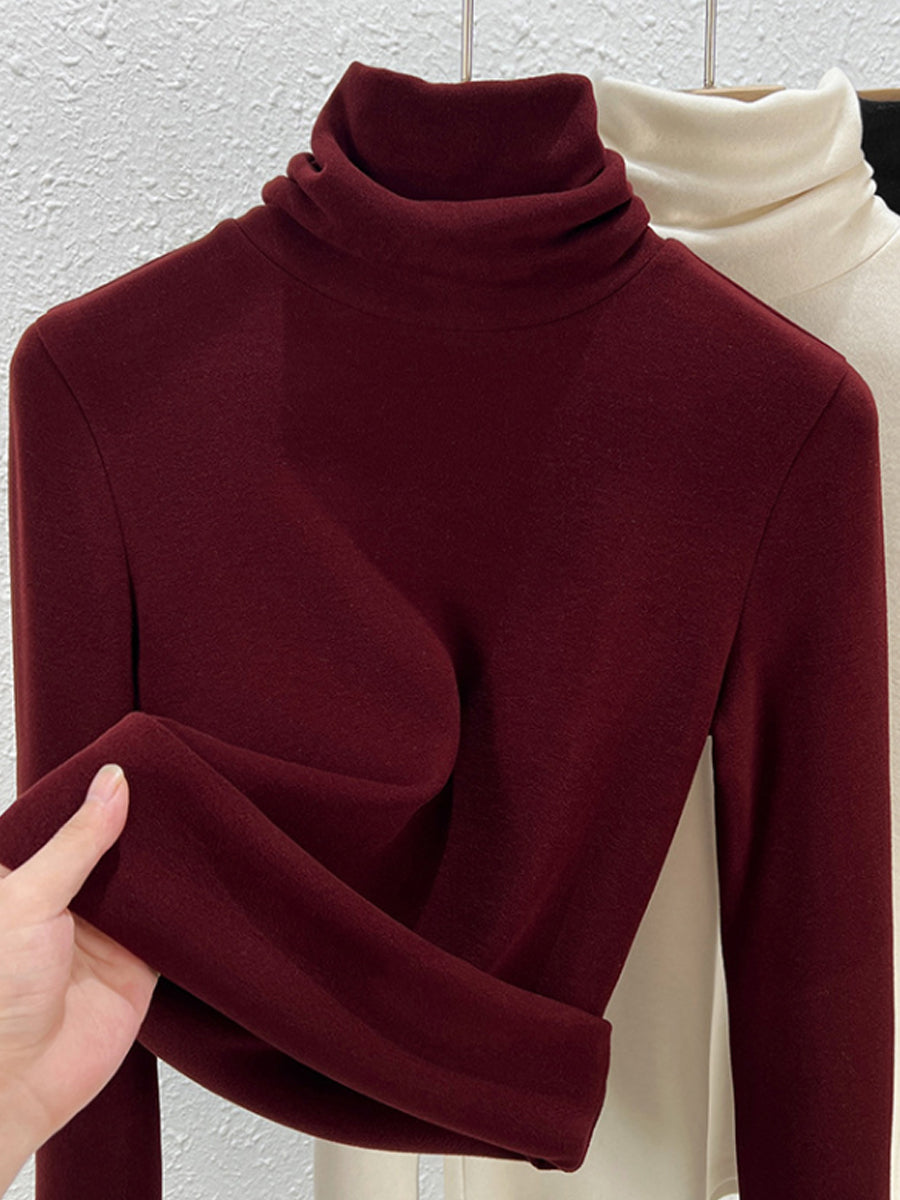 Women Autumn Pure Color Warm Turtleneck Sweater