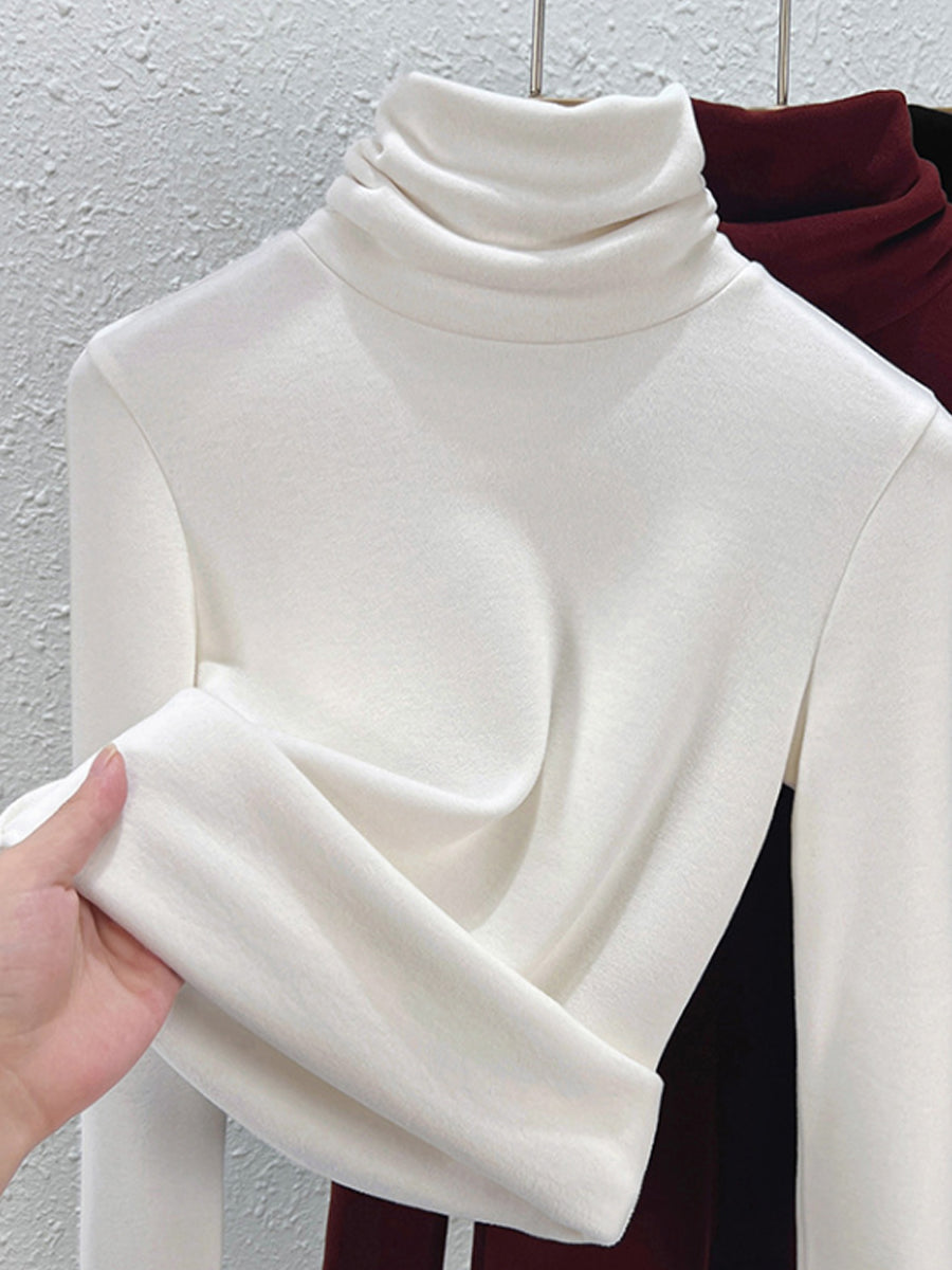 Women Autumn Pure Color Warm Turtleneck Sweater