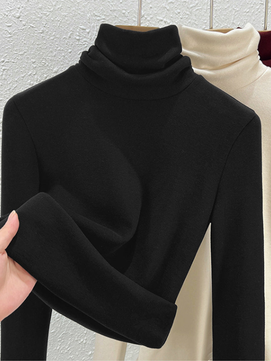 Women Autumn Pure Color Warm Turtleneck Sweater