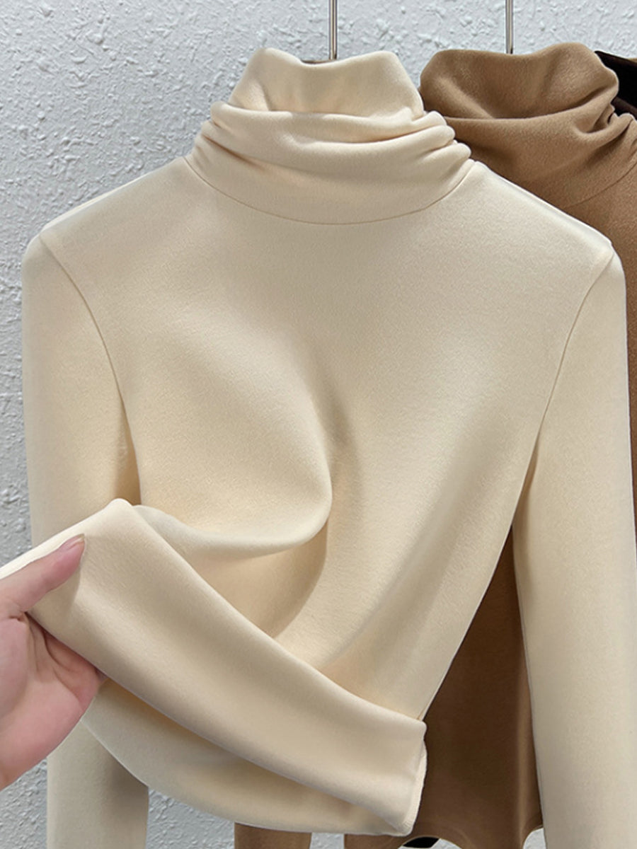 Women Autumn Pure Color Warm Turtleneck Sweater