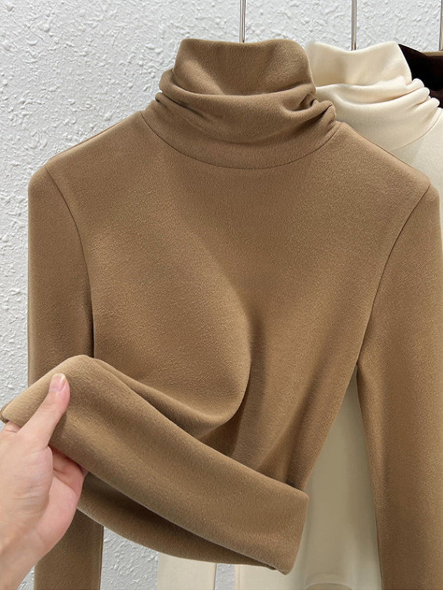 Women Autumn Pure Color Warm Turtleneck Sweater