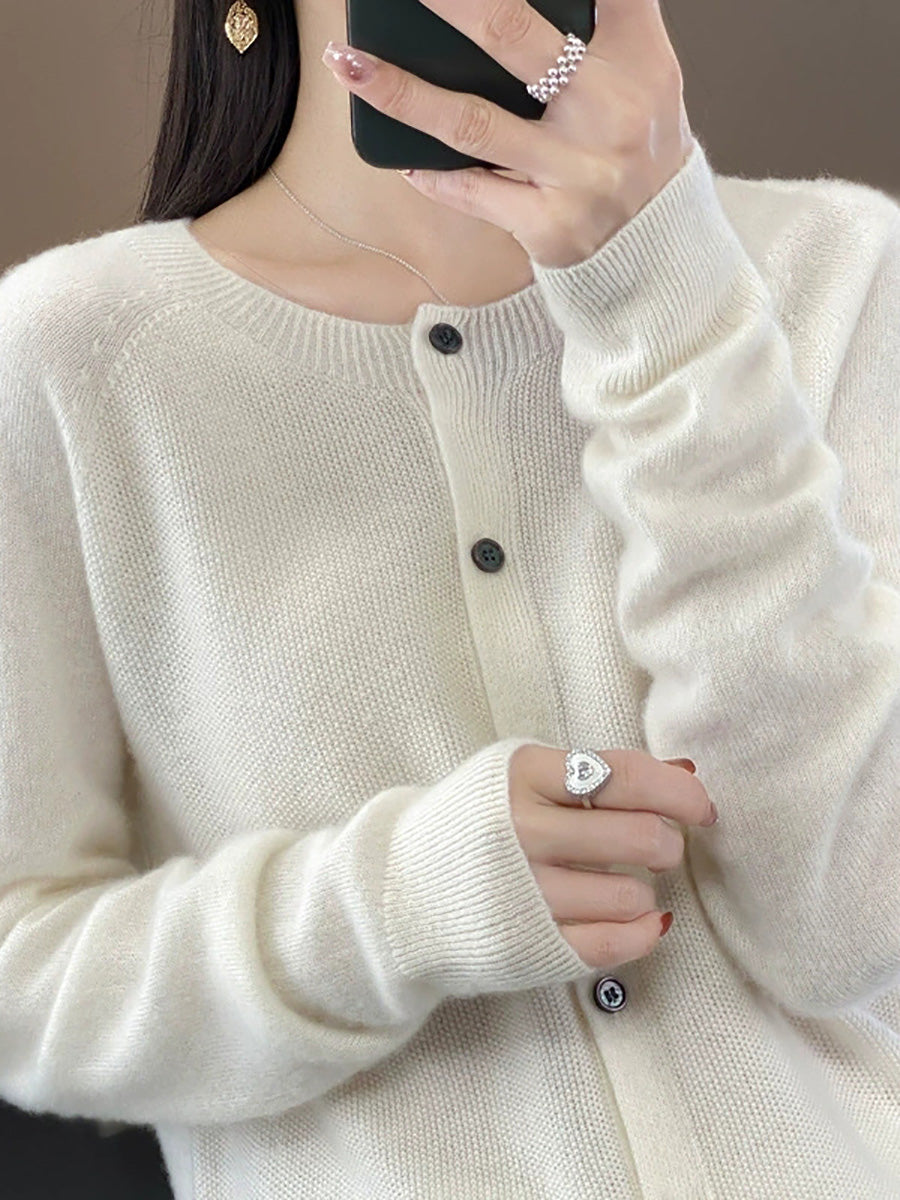 Women Autumn Casual Pure Color O-Neck Sweater