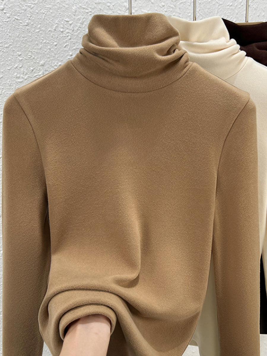 Women Autumn Pure Color Warm Turtleneck Sweater