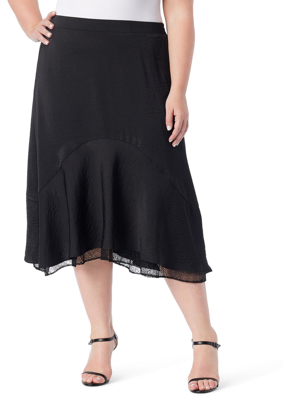 Haven Lace Hem Skirt in Anthracite