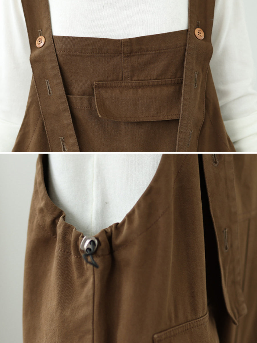 Women Autumn Casual Pure Color Denim Jumpsuits