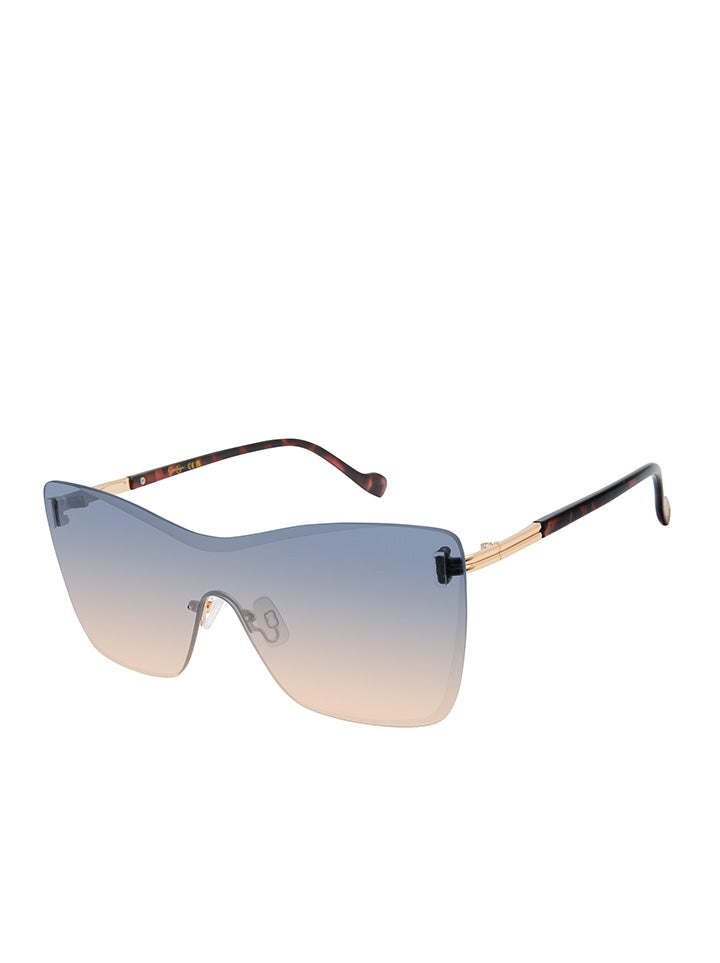 Glamorous Frameless Shield Sunglasses in Gold & Tortoise