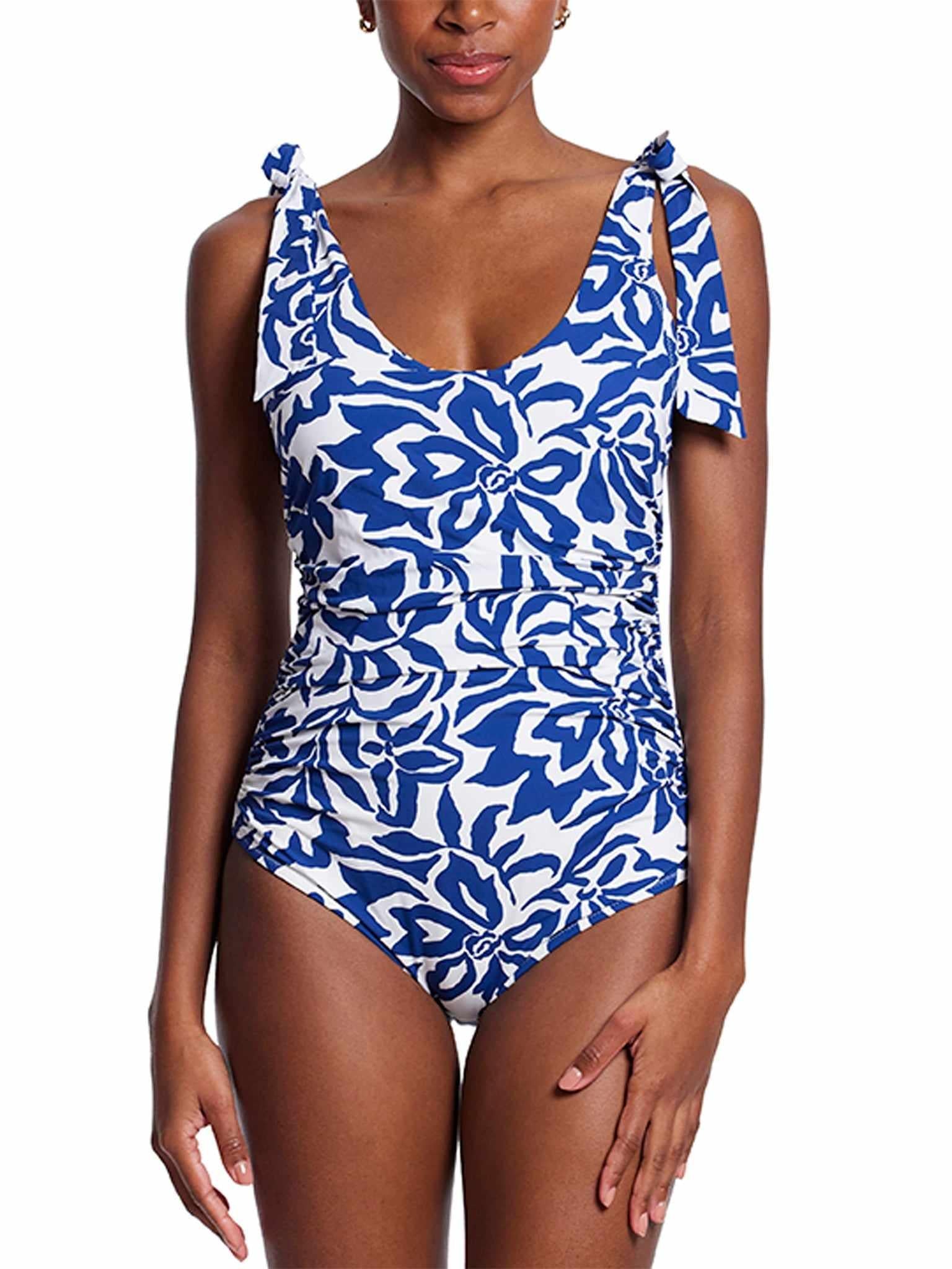 Ruched Bow One Piece Swimsuit Poolside  Black Friday Sale
