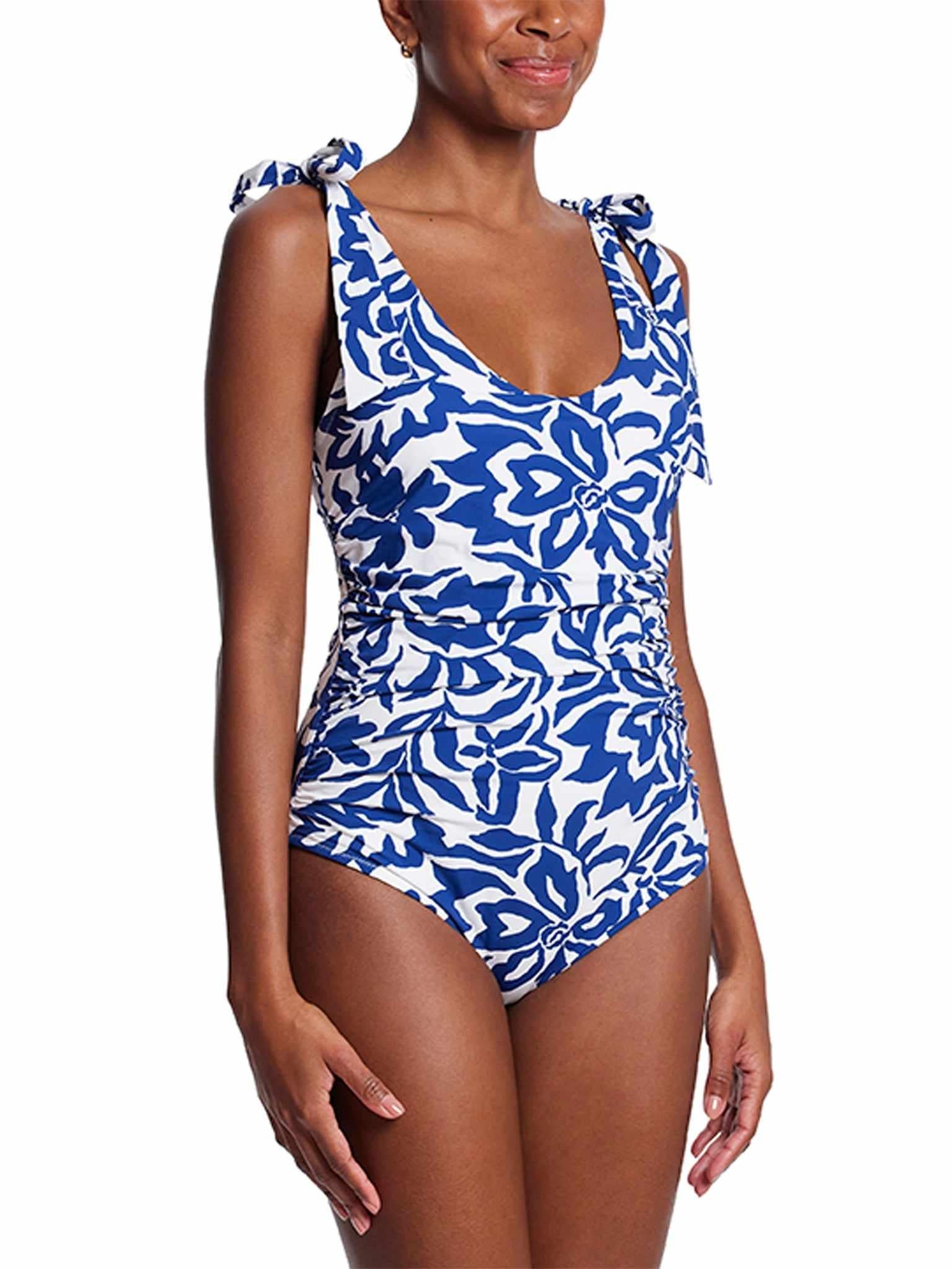Ruched Bow One Piece Swimsuit Poolside  Black Friday Sale
