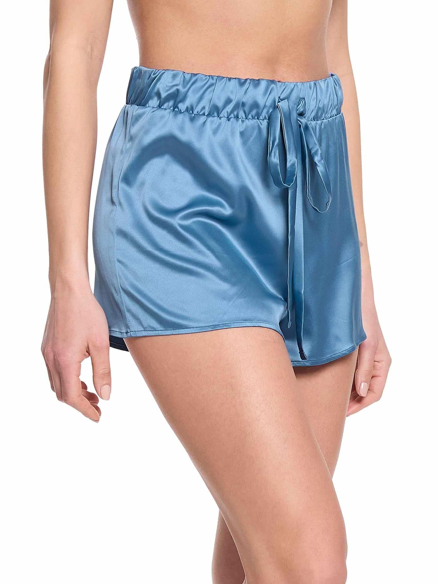 Satin Sleep Drawstring Short Bath Time Blue  Black Friday Sale
