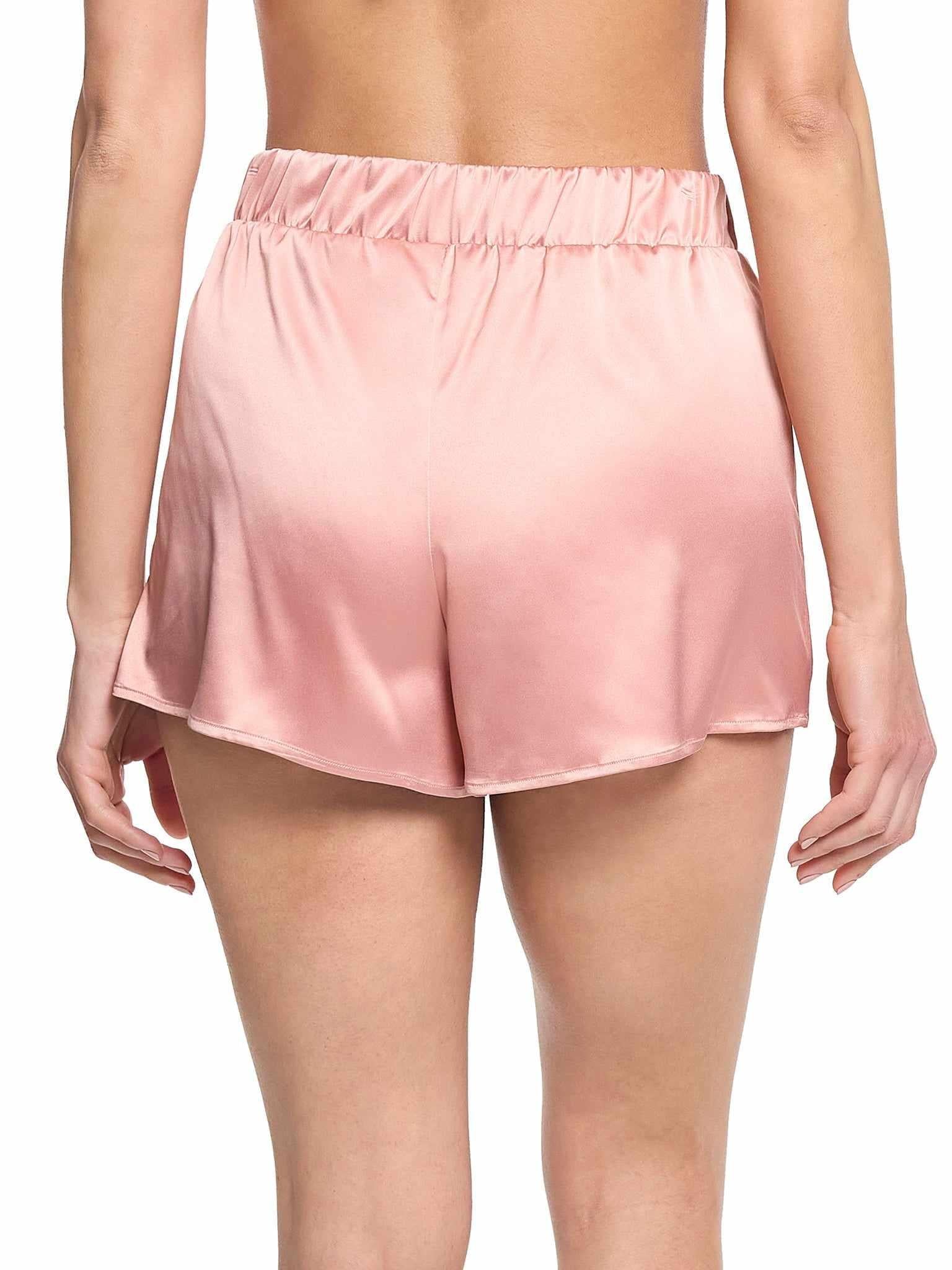 Satin Sleep Drawstring Short Rose Latte Pink  Black Friday Sale