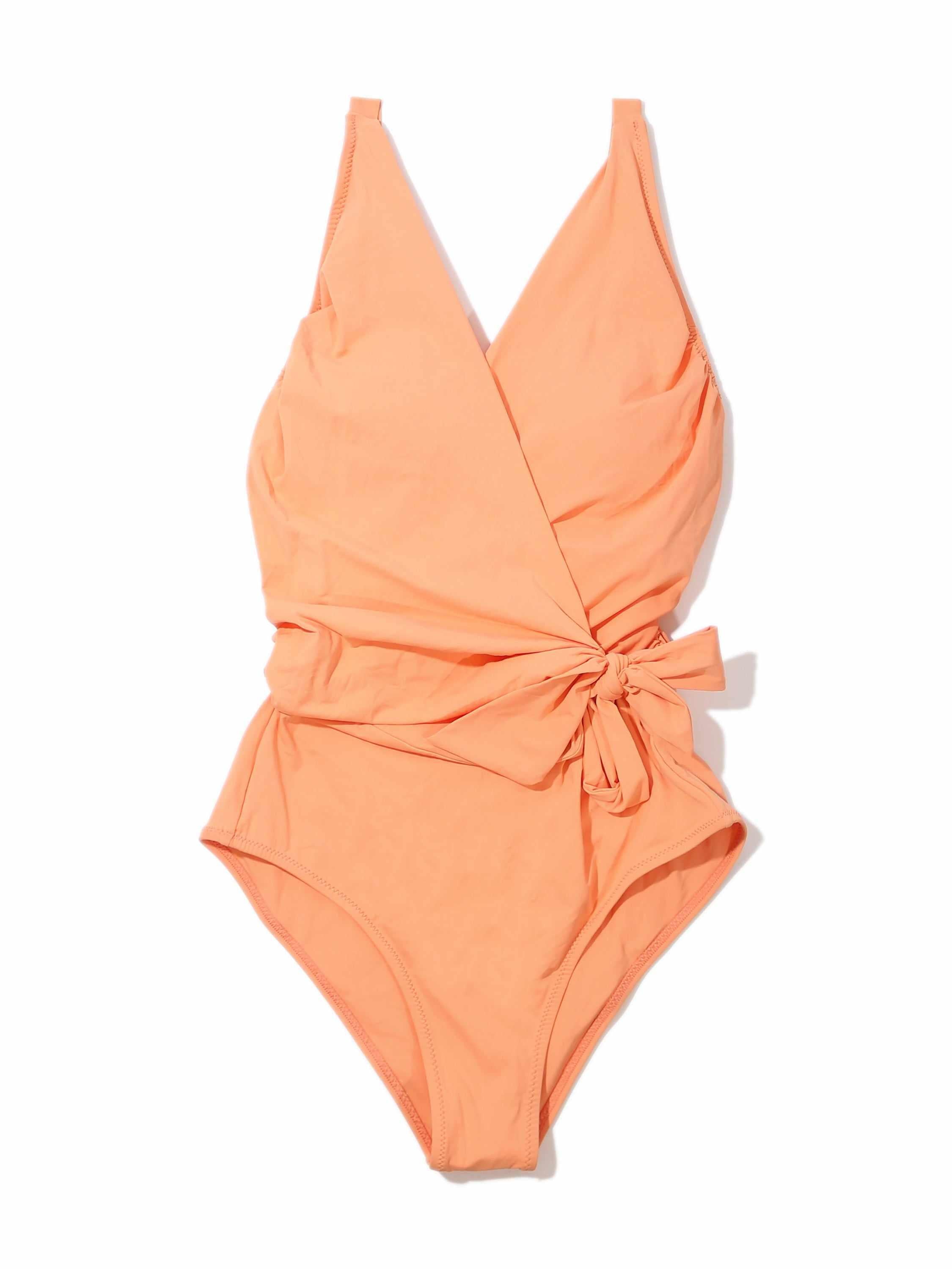 Wide Strap Wrap One Piece Swimsuit Florence Orange  Black Friday Sale