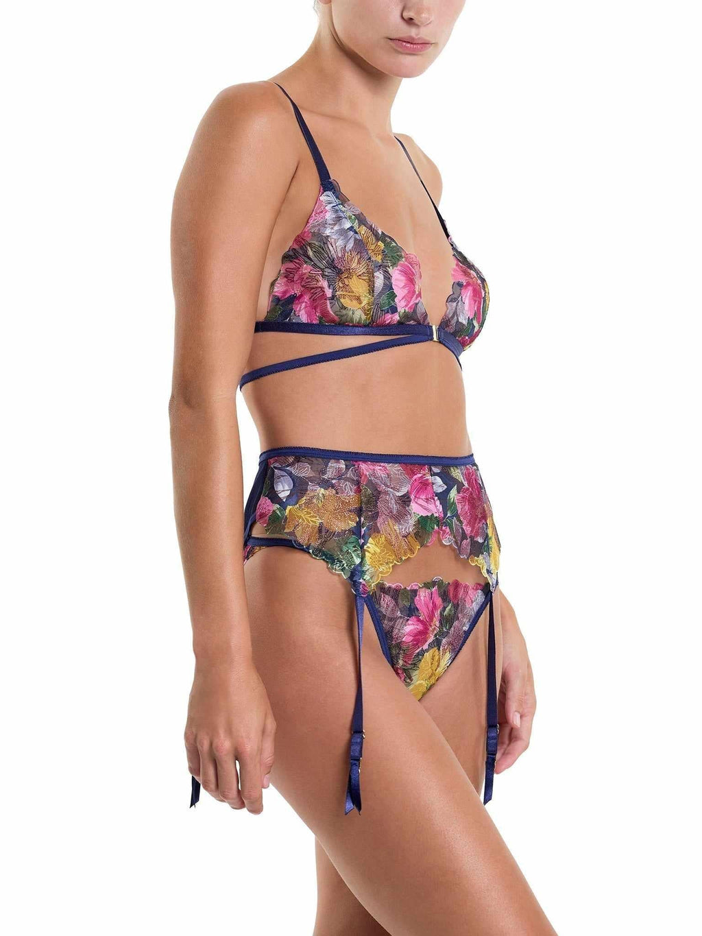 &oh Wildly Blooming Strappy Triangle Bralette Dark Sky Blue  Black Friday Sale