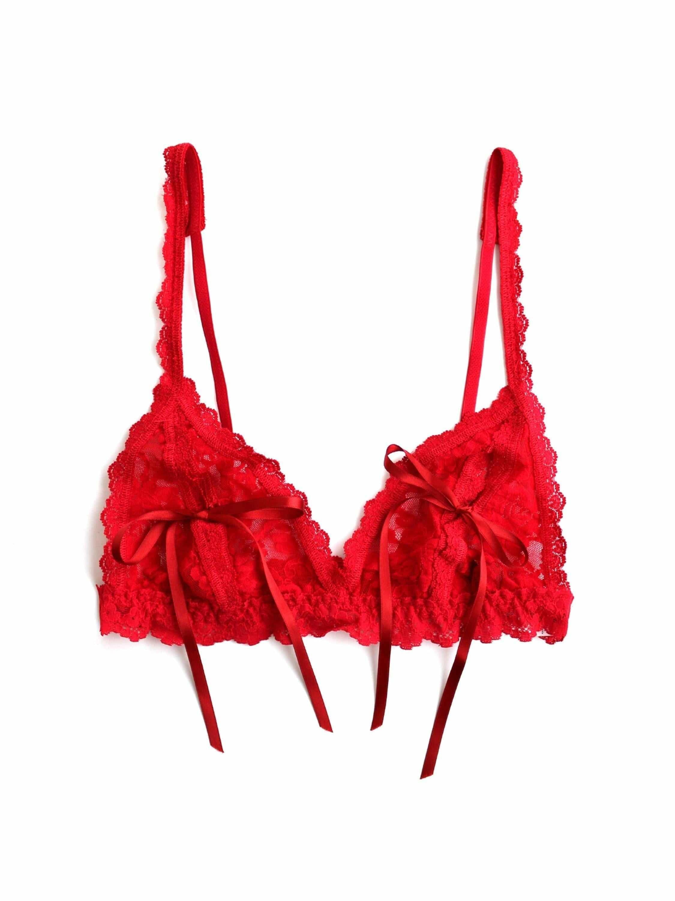 &oh™ Peek-a-Boo Lace Tie Bralette Red  Black Friday Sale