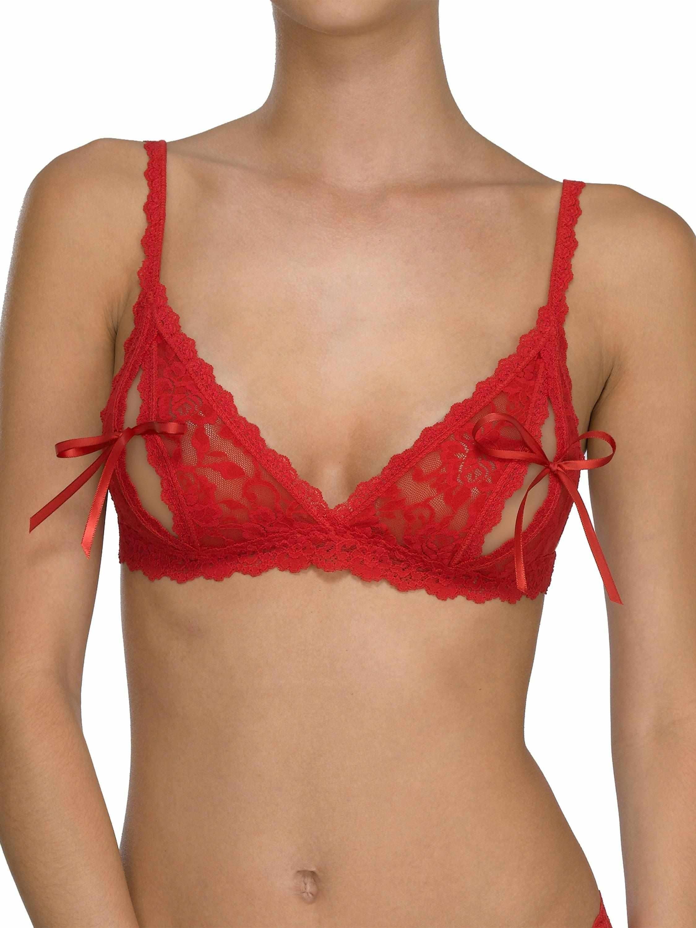 &oh™ Peek-a-Boo Lace Tie Bralette Red  Black Friday Sale