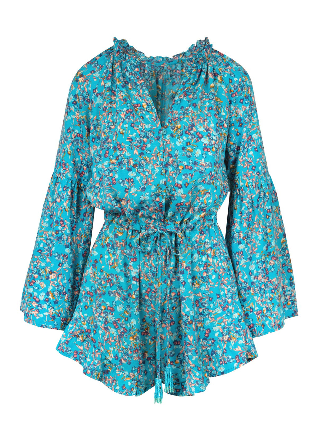 Aurelia Romper in Tile Blue Acrylic Ditsy