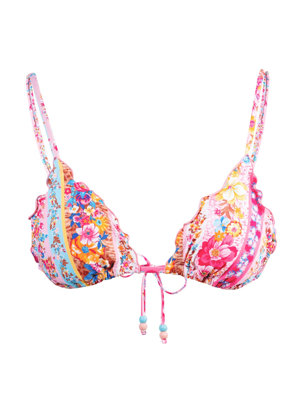 Lettuce Edge String Triangle Top in Flower Paradise