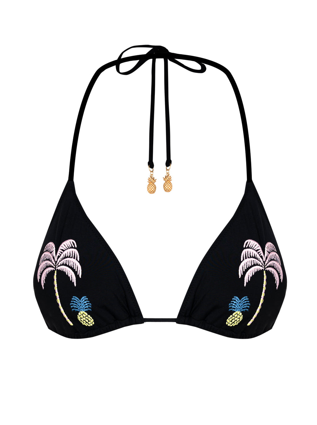 Pina Colada String Triangle Bikini Top in Black