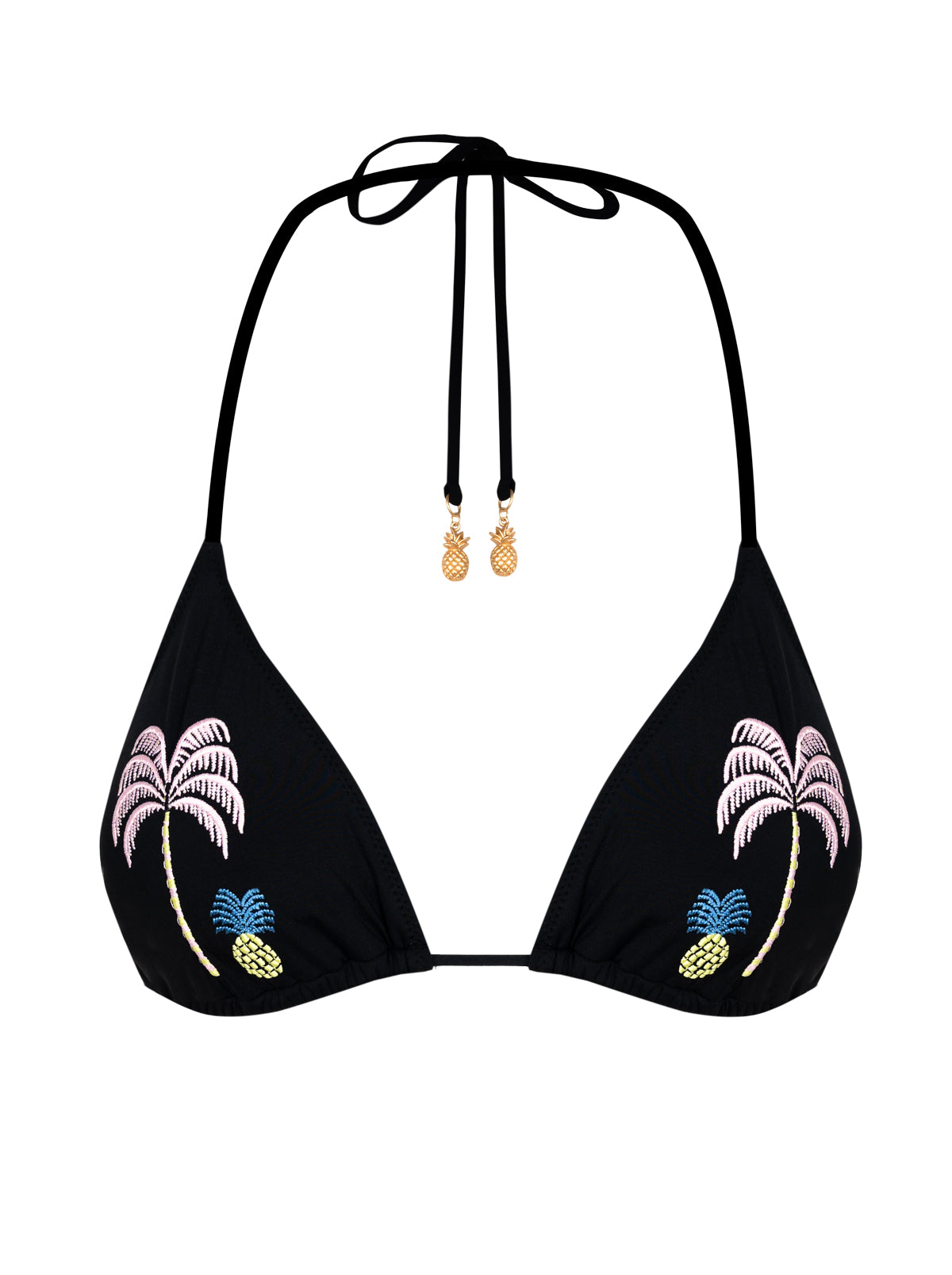 Pina Colada String Triangle Bikini Top in Black