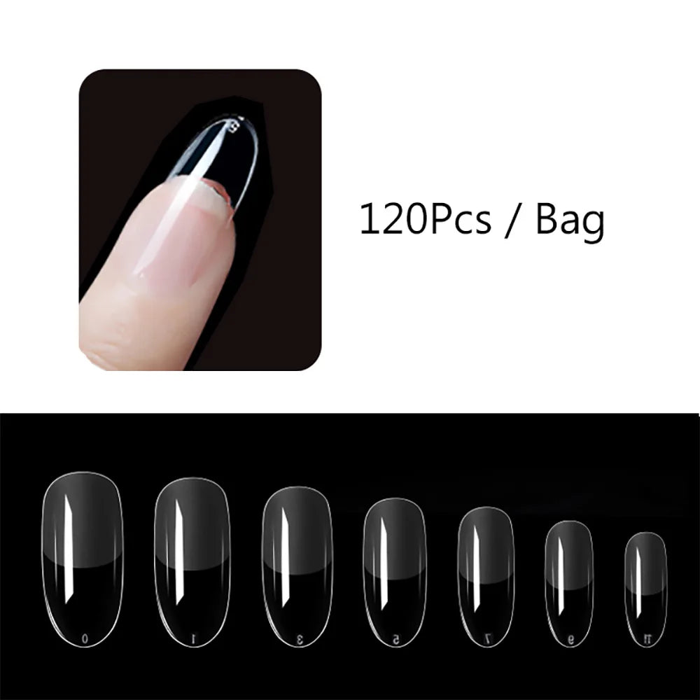 120pcs/set Matte Soft Full Cover Oval Almond Sculpted Women False Nails Fake Nail Press On Nail Tips