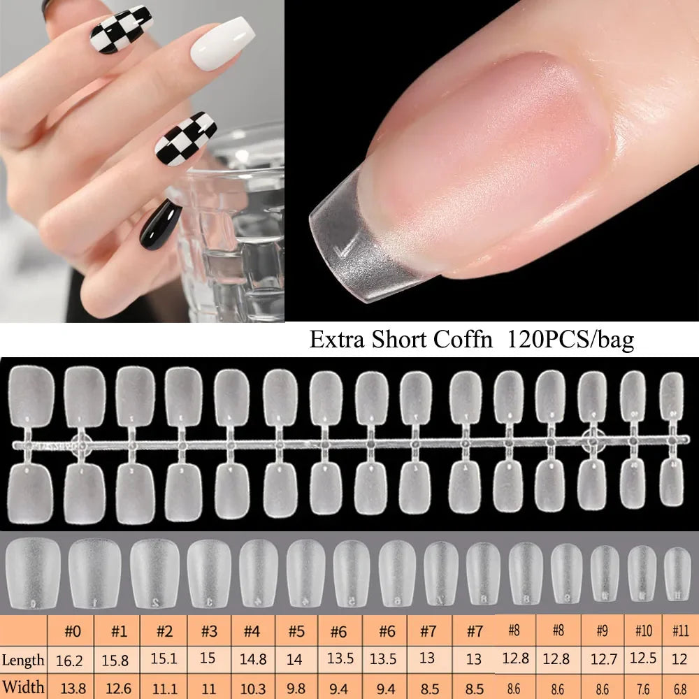 120pcs/set Matte Soft Full Cover Oval Almond Sculpted Women False Nails Fake Nail Press On Nail Tips