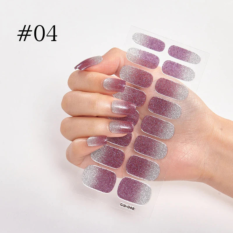 16/22 Tips 3D Nail Art Sticker Fall Christmas Snow Blue Diamonds Full Manicure DIY Nail Strips Decor