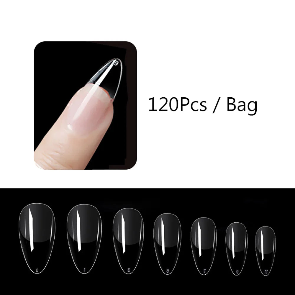 120pcs/set Matte Soft Full Cover Oval Almond Sculpted Women False Nails Fake Nail Press On Nail Tips