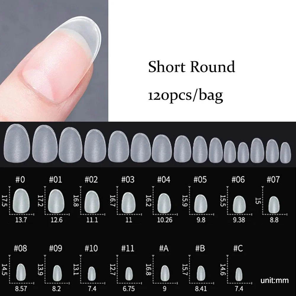 120pcs/set Matte Soft Full Cover Oval Almond Sculpted Women False Nails Fake Nail Press On Nail Tips