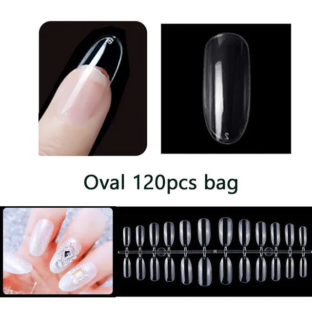 120pcs/set Matte Soft Full Cover Oval Almond Sculpted Women False Nails Fake Nail Press On Nail Tips