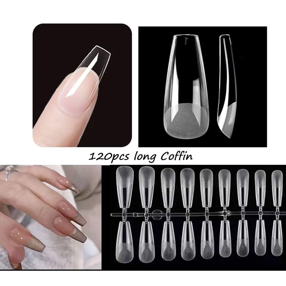 120pcs/set Matte Soft Full Cover Oval Almond Sculpted Women False Nails Fake Nail Press On Nail Tips