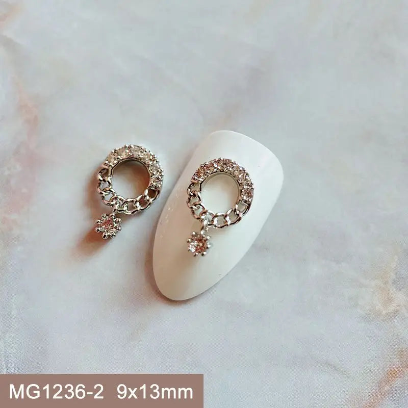 10pcs Xmas Christmas Tree Rotating Snowflakes Zircon Nail Art Manicure Nails Accessories DIY Nail Decorations Supplies Charms