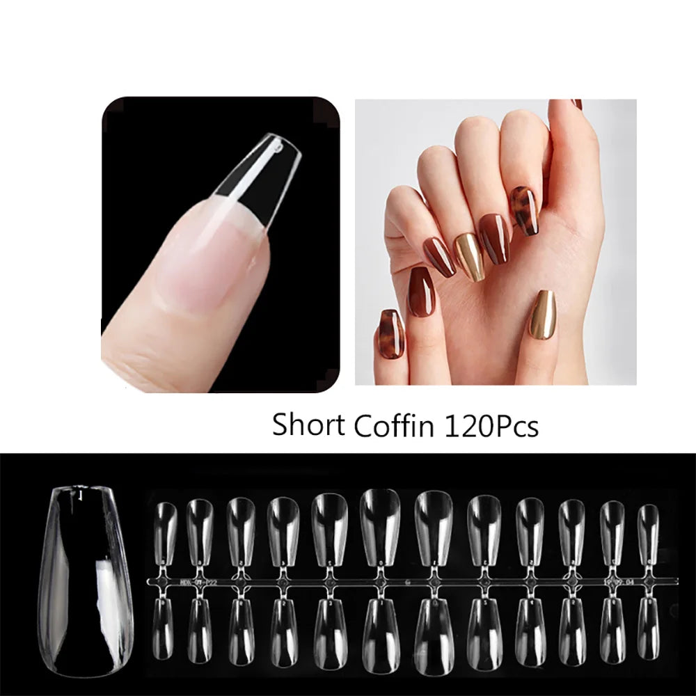 120pcs/set Matte Soft Full Cover Oval Almond Sculpted Women False Nails Fake Nail Press On Nail Tips