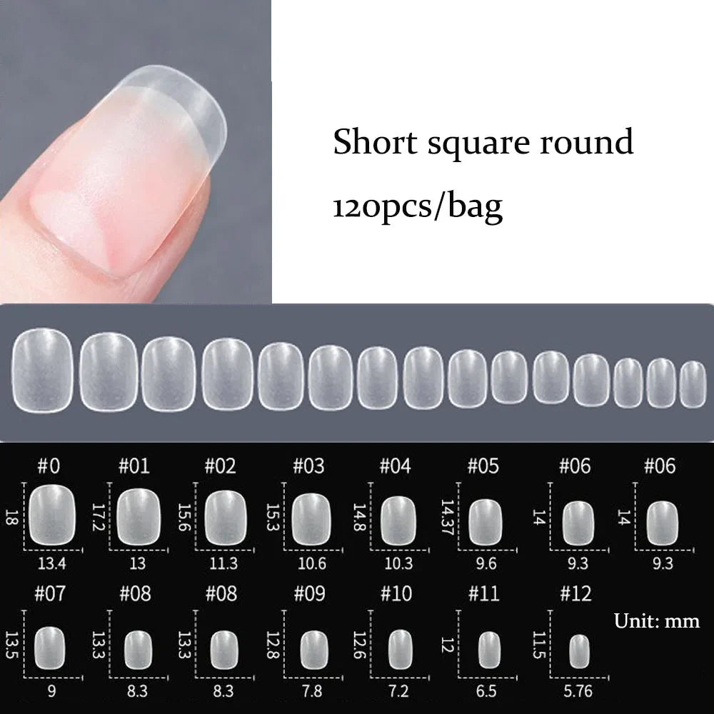 120pcs/set Matte Soft Full Cover Oval Almond Sculpted Women False Nails Fake Nail Press On Nail Tips