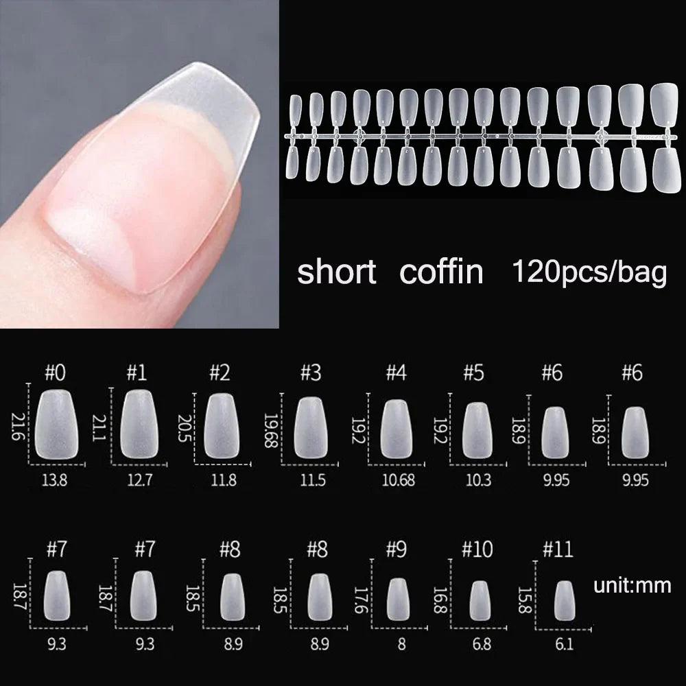 120pcs/set Matte Soft Full Cover Oval Almond Sculpted Women False Nails Fake Nail Press On Nail Tips