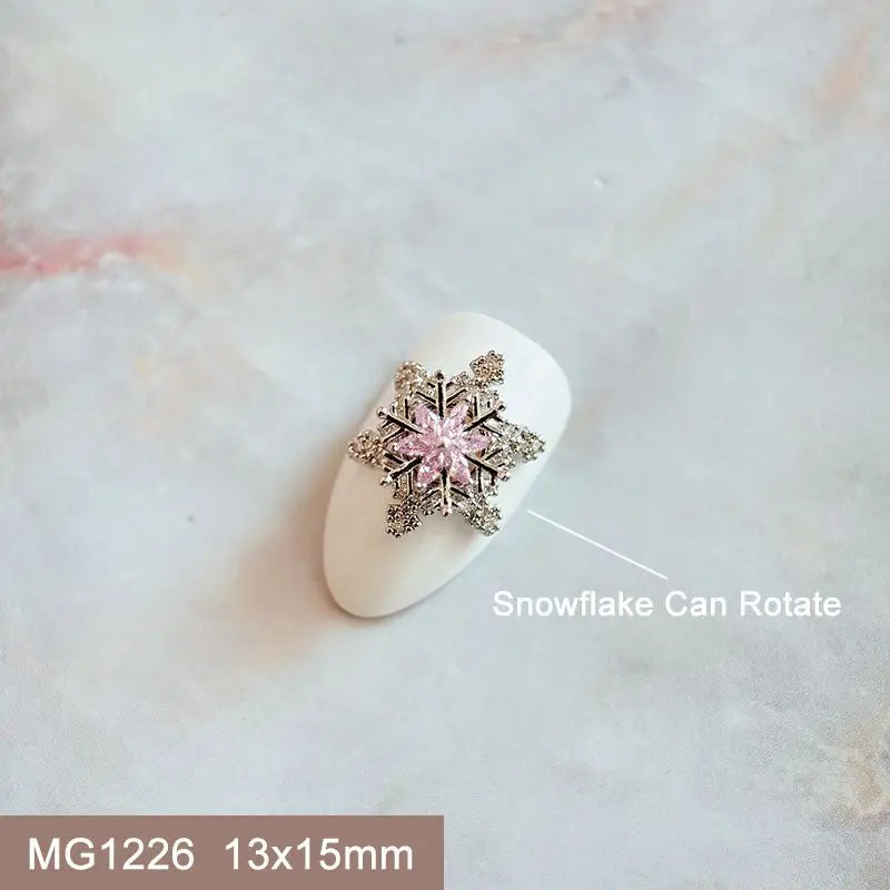 10pcs Xmas Christmas Tree Rotating Snowflakes Zircon Nail Art Manicure Nails Accessories DIY Nail Decorations Supplies Charms