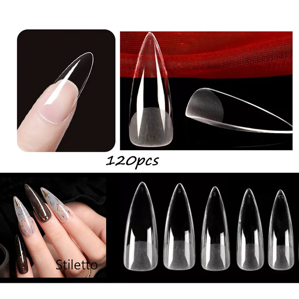 120pcs/set Matte Soft Full Cover Oval Almond Sculpted Women False Nails Fake Nail Press On Nail Tips
